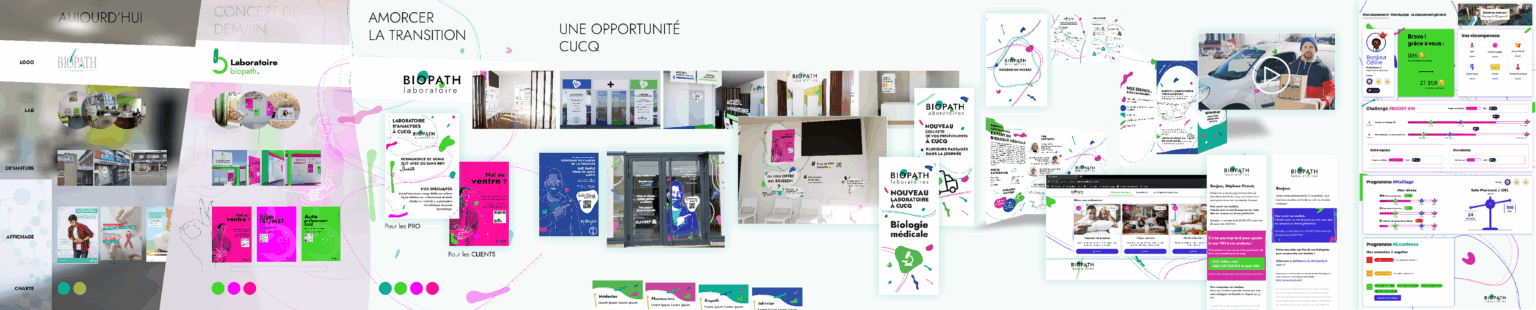 Nouvelle identité visuelle pensée pour unifier l’expérience patient sur tous les points de contact physiques et digitaux. Ce livrable stratégique sert de support au Codir pour incarner la vision cible du groupe Biopath.