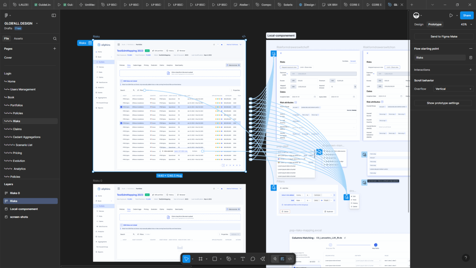 Démonstration d’un parcours utilisateur prototypé dans Figma, mettant en œuvre des composants du Design System interconnectés pour simuler des interactions réalistes.